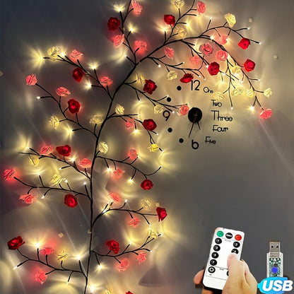 96LED Rose (Cherry Blossom + Butterfly) Vine Decorative Lights, USB Powered, Perfect Diy Gifts and Decorations for Living Room, Bedroom, Birthday Party, Event Party, Concert, Outdoor Event, Party Decorative Lights, Holiday Decorative Lights