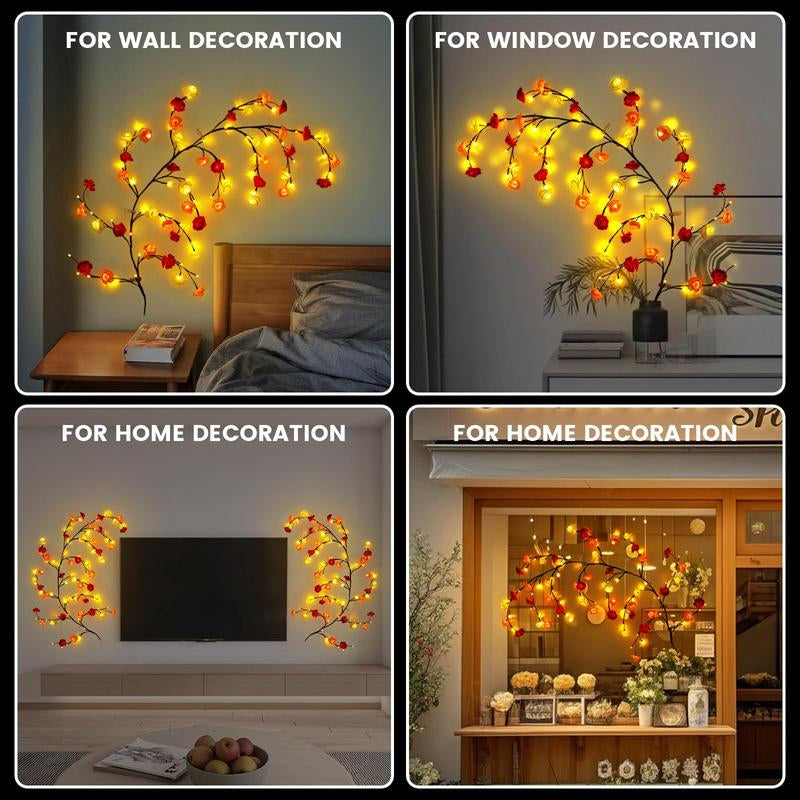 96LED Rose (Cherry Blossom + Butterfly) Vine Decorative Lights, USB Powered, Perfect Diy Gifts and Decorations for Living Room, Bedroom, Birthday Party, Event Party, Concert, Outdoor Event, Party Decorative Lights, Holiday Decorative Lights