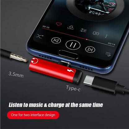 Only for Xiaomi Huawei Type C Dual-Port Audio Adapter to 3.5Mm Jack Headphone 2-In-1 Adapter Audio Charger Dispenser Accessories