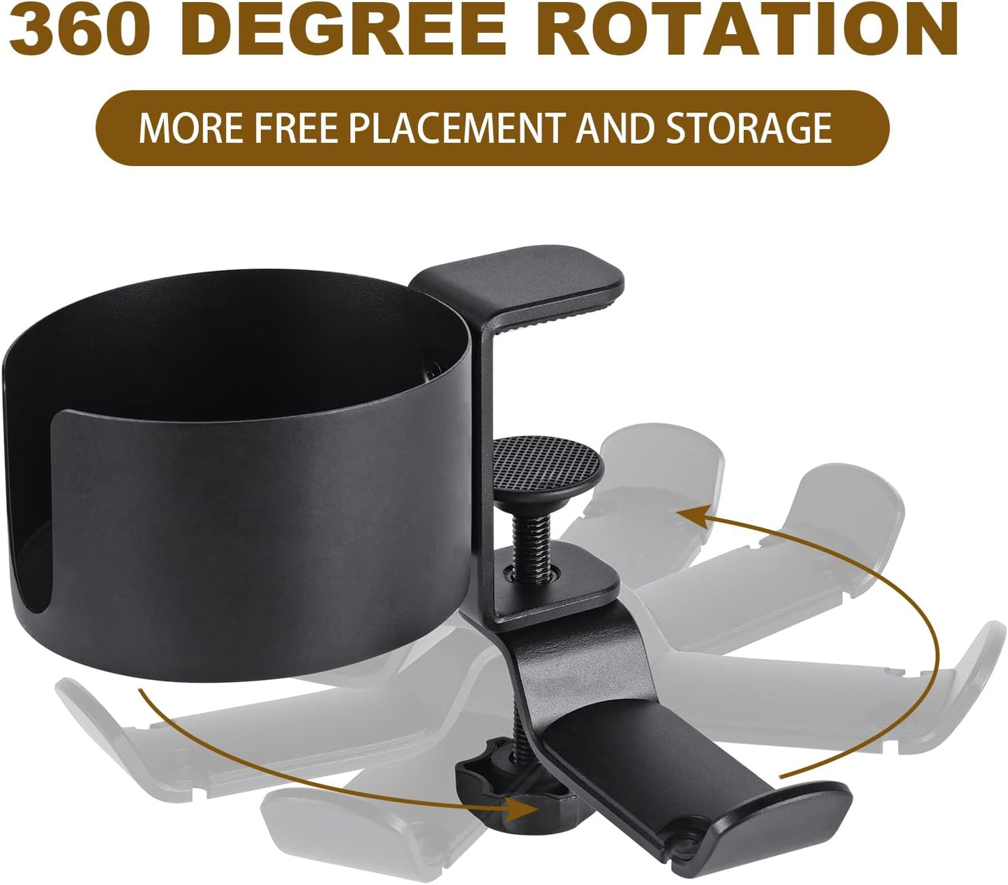 Desk Cup Holder with Headphone Hanger - Anti-Spill Table Cup Holder for Water Bottles, Wheelchairs, Workstations, Gaming Desk Accessories