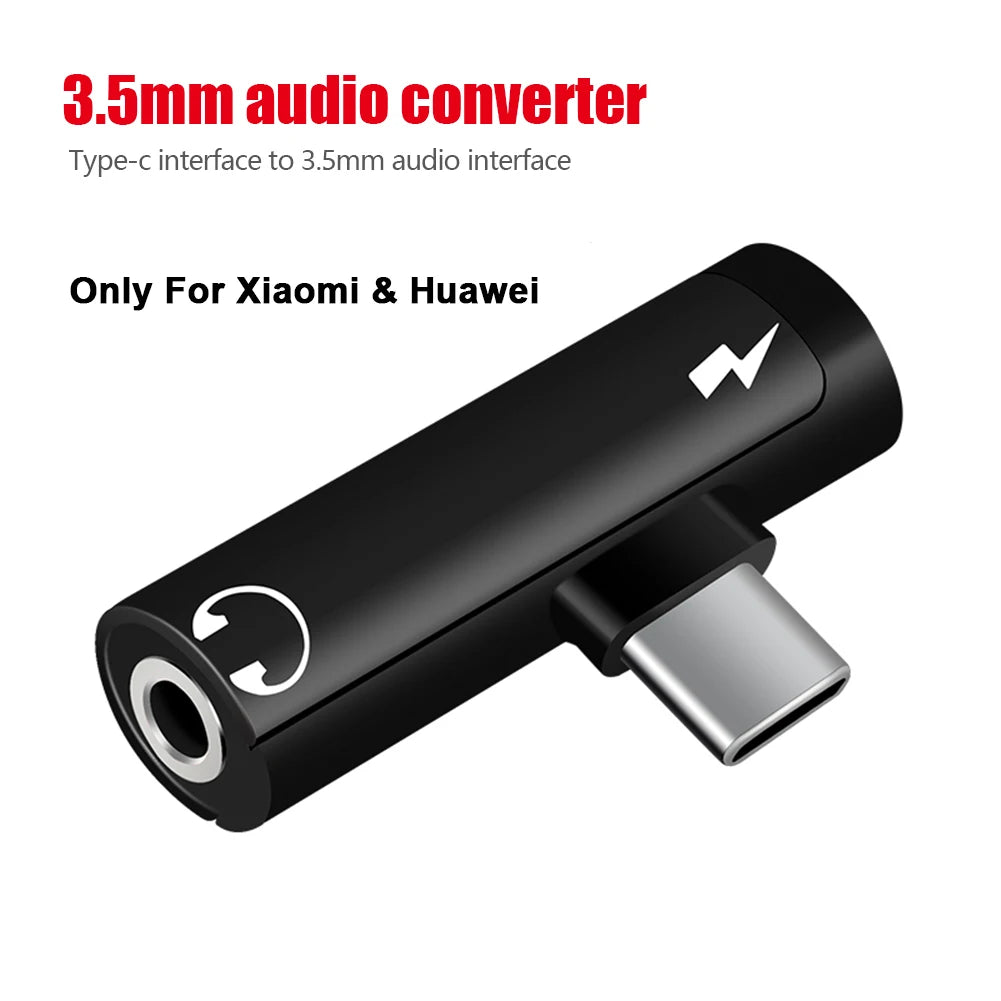 Only for Xiaomi Huawei Type C Dual-Port Audio Adapter to 3.5Mm Jack Headphone 2-In-1 Adapter Audio Charger Dispenser Accessories