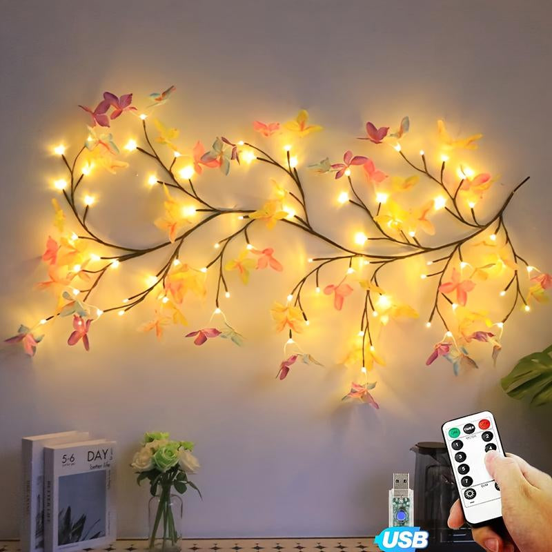 96LED Rose (Cherry Blossom + Butterfly) Vine Decorative Lights, USB Powered, Perfect Diy Gifts and Decorations for Living Room, Bedroom, Birthday Party, Event Party, Concert, Outdoor Event, Party Decorative Lights, Holiday Decorative Lights