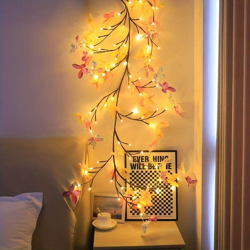 96LED Rose (Cherry Blossom + Butterfly) Vine Decorative Lights, USB Powered, Perfect Diy Gifts and Decorations for Living Room, Bedroom, Birthday Party, Event Party, Concert, Outdoor Event, Party Decorative Lights, Holiday Decorative Lights