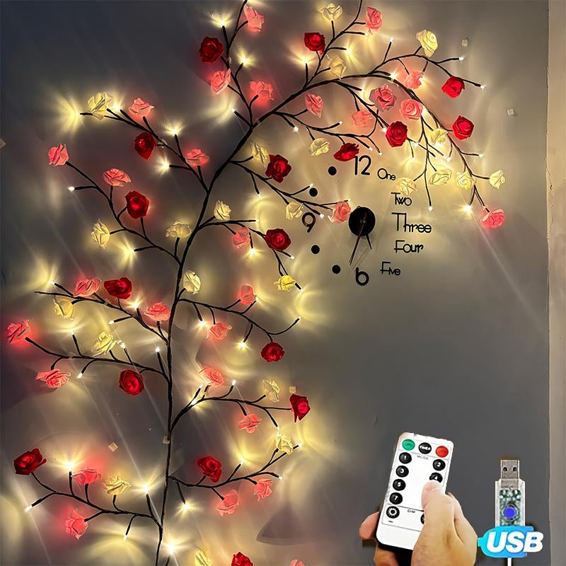 96LED Rose (Cherry Blossom + Butterfly) Vine Decorative Lights, USB Powered, Perfect Diy Gifts and Decorations for Living Room, Bedroom, Birthday Party, Event Party, Concert, Outdoor Event, Party Decorative Lights, Holiday Decorative Lights