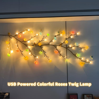 96LED Rose (Cherry Blossom + Butterfly) Vine Decorative Lights, USB Powered, Perfect Diy Gifts and Decorations for Living Room, Bedroom, Birthday Party, Event Party, Concert, Outdoor Event, Party Decorative Lights, Holiday Decorative Lights