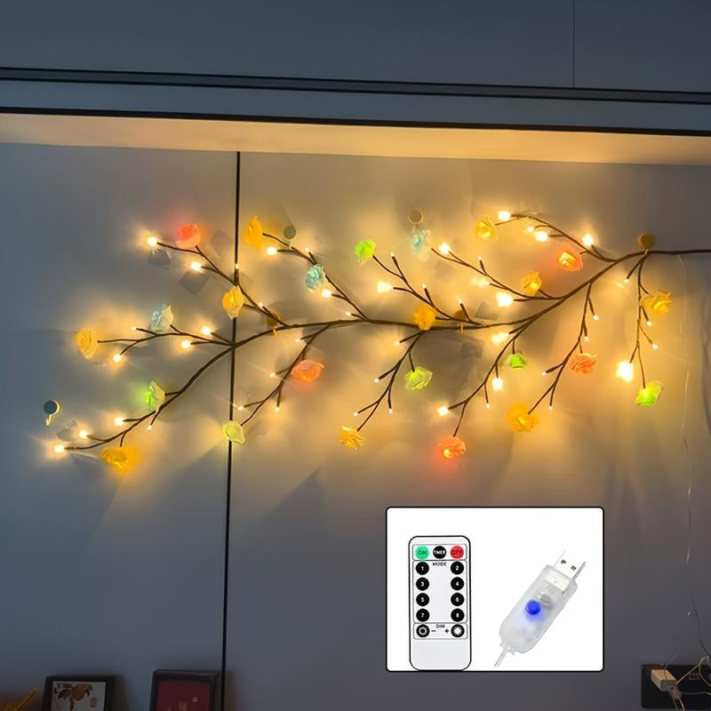 96LED Rose (Cherry Blossom + Butterfly) Vine Decorative Lights, USB Powered, Perfect Diy Gifts and Decorations for Living Room, Bedroom, Birthday Party, Event Party, Concert, Outdoor Event, Party Decorative Lights, Holiday Decorative Lights